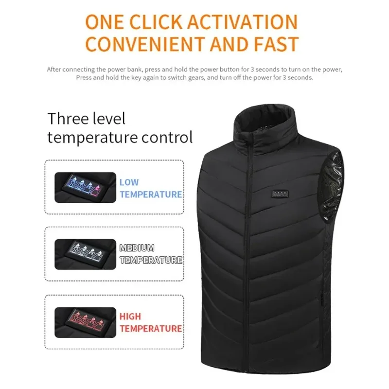21 منطقة التدفئة أسفل سترة الرجال النساء معطف ساخن شتاء دافئ Usb تسخين كهربائي الملابس ذكي التخييم التدفئة السترات #4