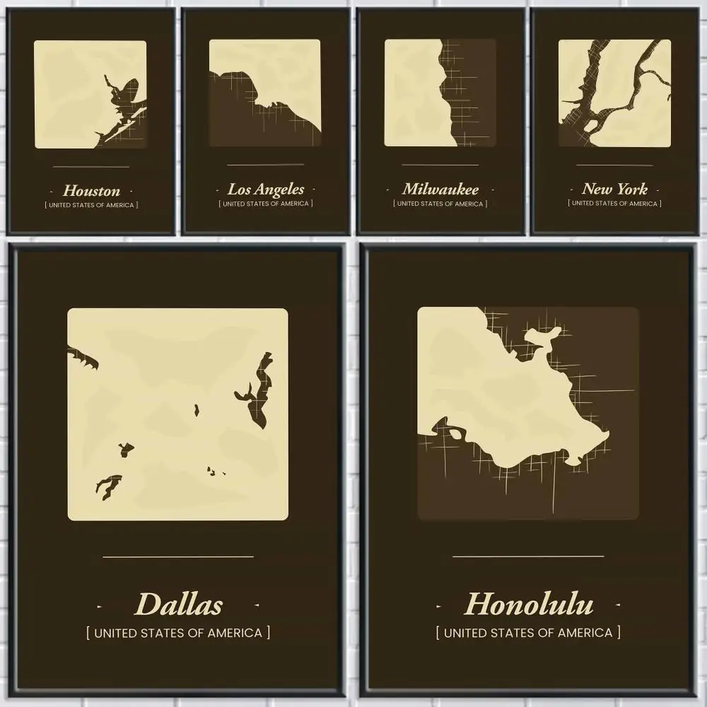 

Boston Houston San Francisco City Map Poster Holiday Gifts Designed For Home Restaurant Office Space Corridor Wall Art