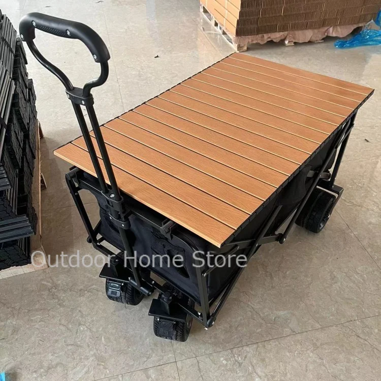 Camping Foldable Wagon Cart Folding Push Large Capacity Hand Trolley Cart Portable Outdoor Beach Garden Wagon Wheeled Cart