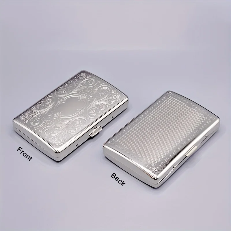 Vintage-Zigarettenetui aus Metall – Tragbares Zigarettenetui für Herren, geeignet für 12 Zigaretten der Größe 100 mm, mit Kartenfach. – Detail 9