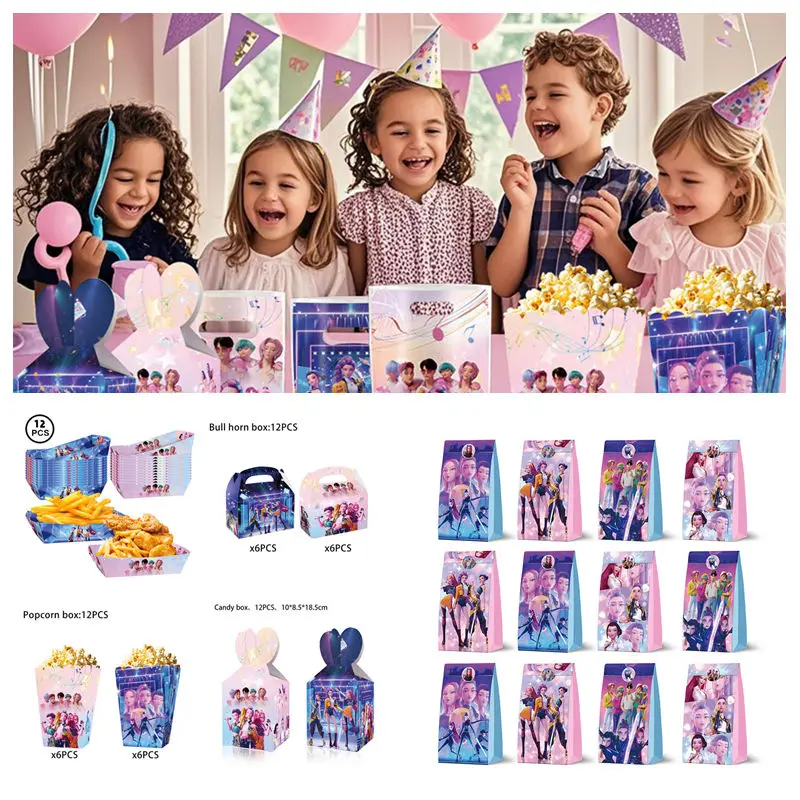 Bolsa de dulces de película de Anime, bolsa de regalo para fiesta, bolsa de regalo de cazador de demonios, caja impresa, bolsas de recuerdos de cumpleaños para Baby Shower, 12-36 Uds.