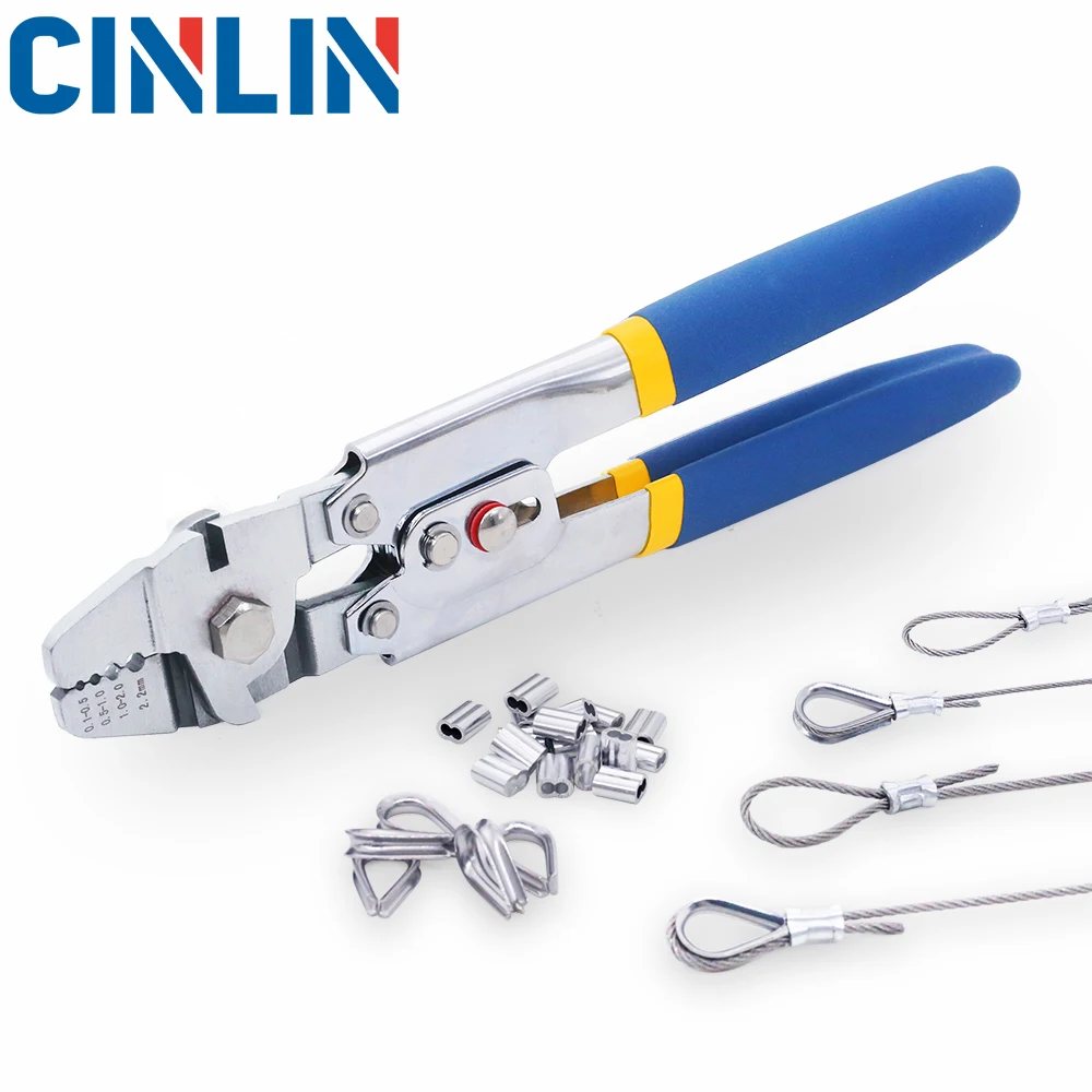 Wire Rope Crimping Fishing Swaging Tool Cable Crimps up to 2.2mm Aluminum Tube Double Barrel Ferrule Loop Sleeve