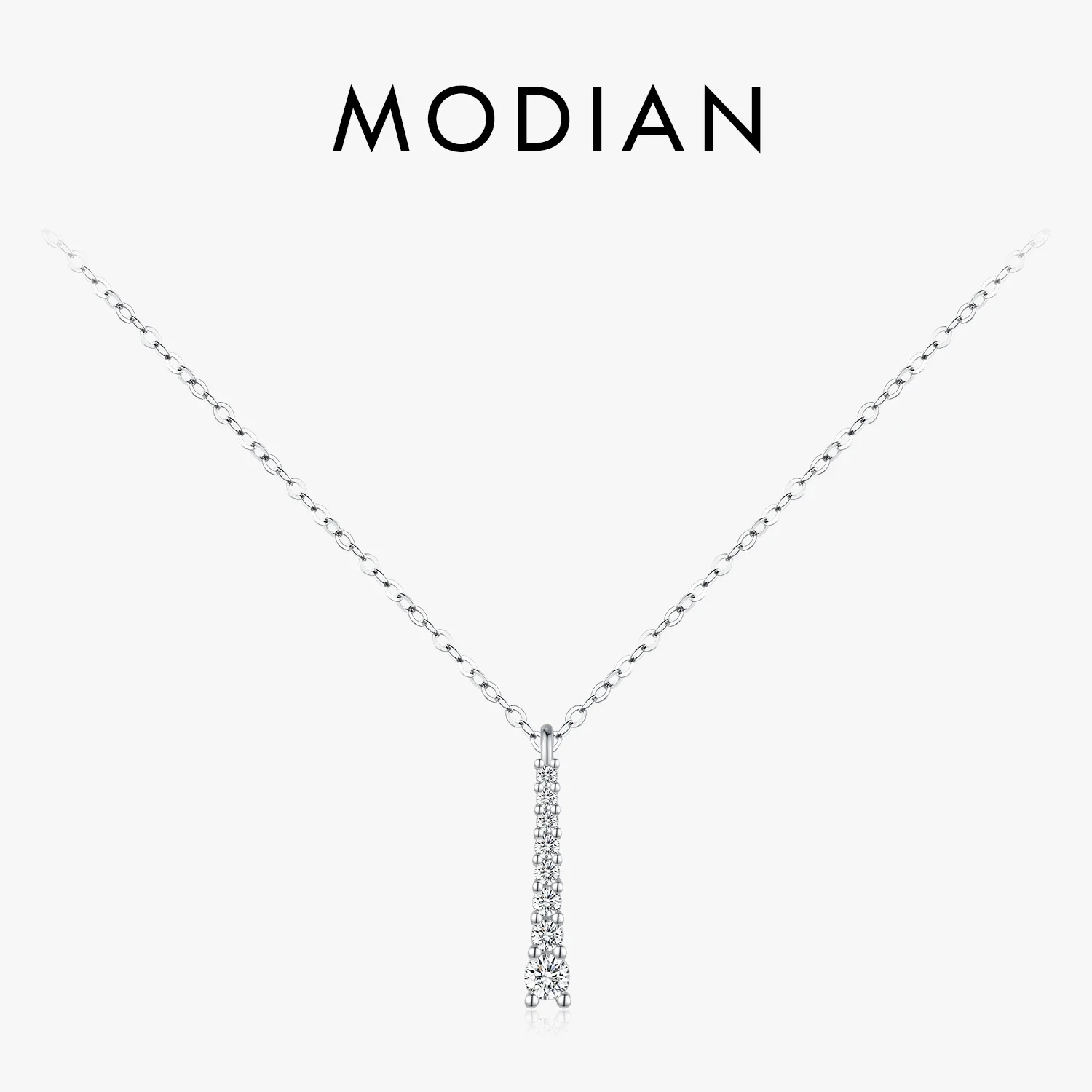 

MODIAN Minimalist D Color Moissanite Necklace Prong Setting Lab Diamond For Women 925 Sterling Silver Pendant Necklace Jewelry