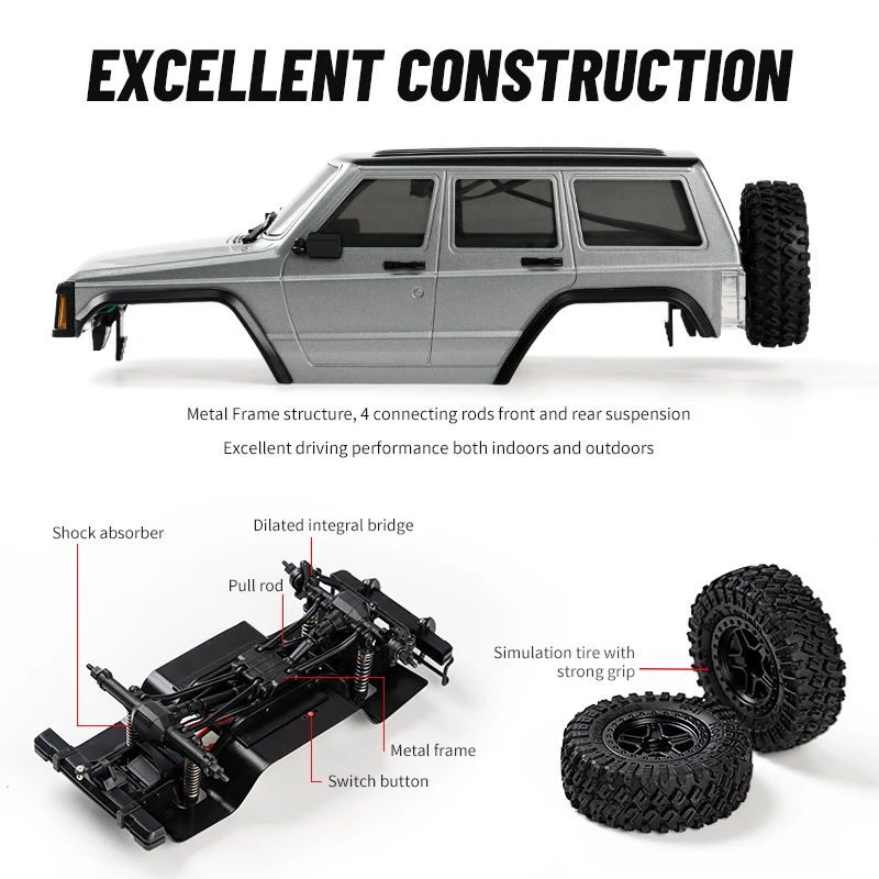 C8809 1/18 RC Auto 2,4G Fernbedienung Crawler 4WD Elektrische Klettern Off-Road Modell Auto Spielzeug für Kinder