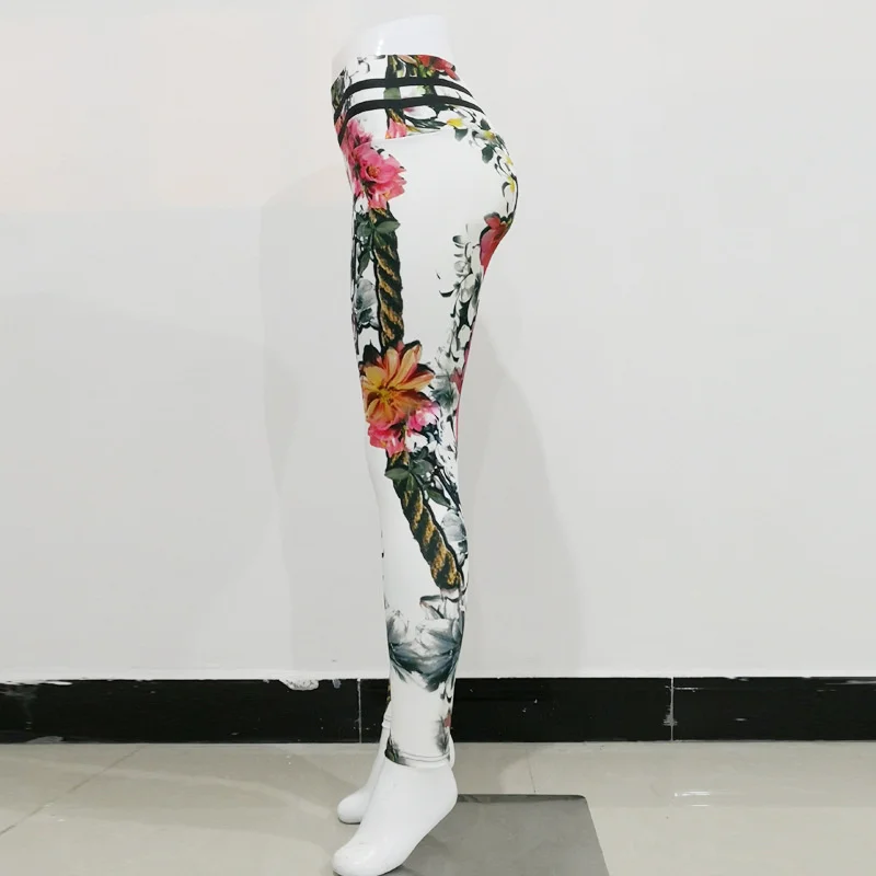 FCCEXIO-Calças justas com flores de aquarela para mulheres, leggings push-up, calças casuais, leggings sexy de fitness, calças esportivas, impressão 3D