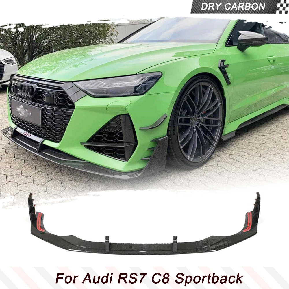 

Dry Carbon Fiber Front Bumper Lip Splitters for Audi RS7 C8 Hatchback 2020 - 2022 Front Bumper Lip Spoiler Splitters Guard