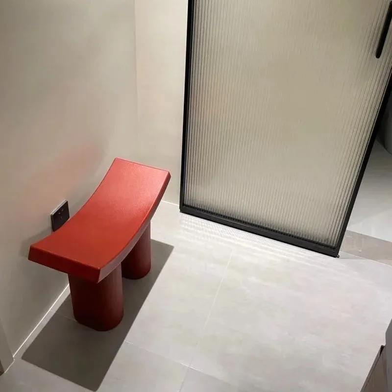 Nordic Minimalist Red Upholstered Entryway Bench Foot Stool Children Stool Home Furniture for Hallway