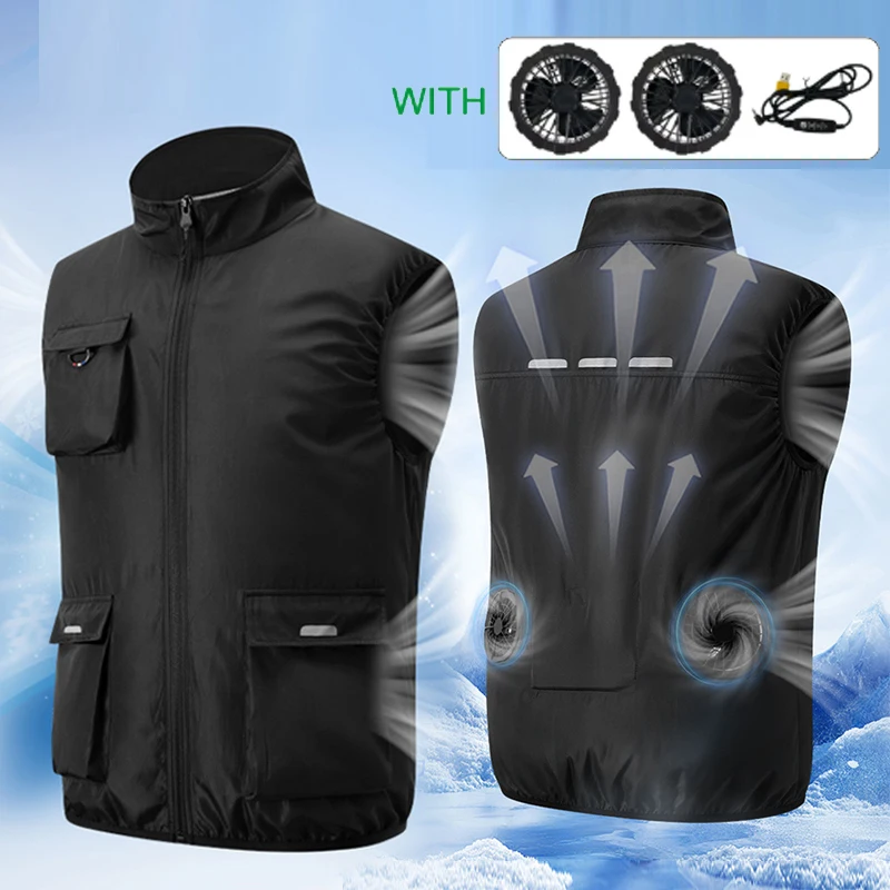Summer Cool Vest Wearable Refrigeration Fan Vest Air Conditioner Clothes Outdoor Cooling Tactical Fishing Sleeveless Work Jacket