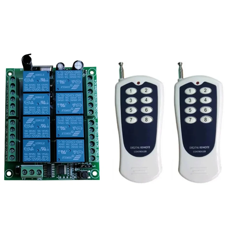 

DC 12V 24V 8CH 8 CH Channel Wireless Remote Control LED Light Switch 10A Relay Output Radio RF Transmitter And 433 MHz Receiver