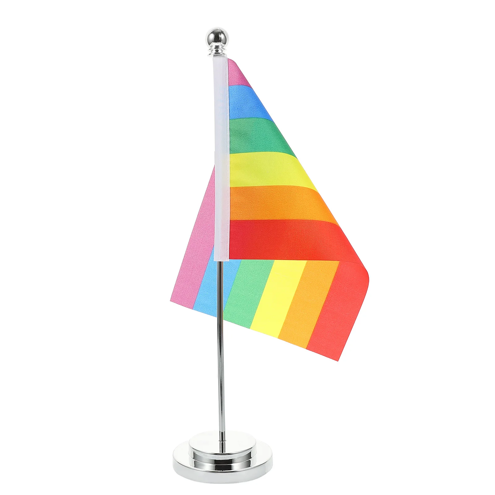 

1 set Metal Flag Desk Pride Flags Lightweight Rainbow Color Activities Portable Rainbow Flags Table Decor