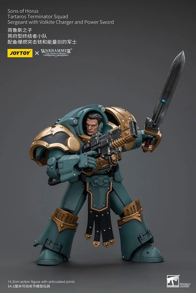 

JOYTOY Warhammer "The Horus Heresy" Sons Of Horus Tartaros Terminator Squad Sergeant с зарядным устройством Volkite и куклой Power Sword