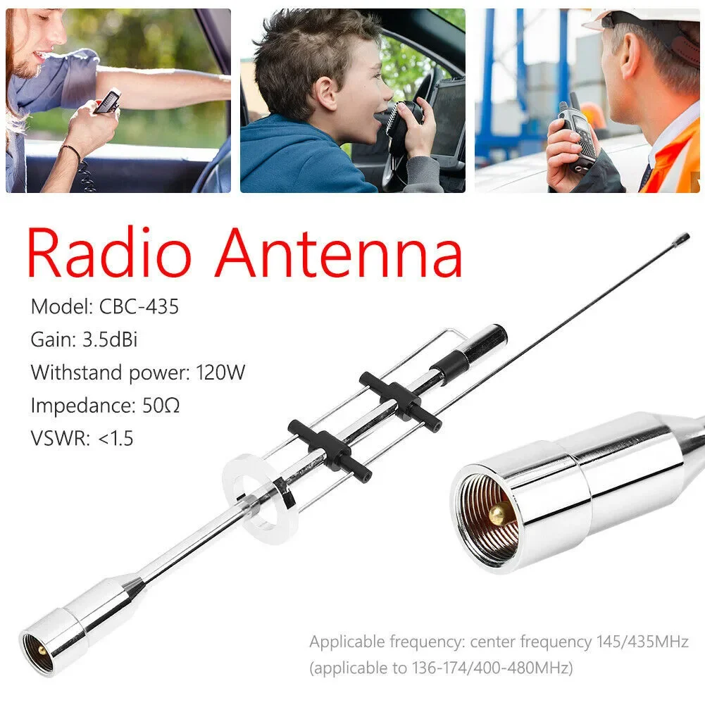 Dual Band Antenna CBC435 For Mobile Radio UHF VHF 145MHz 435MHz With PL259 Connector Frequency Range 136 174MHz And 400 480MHz