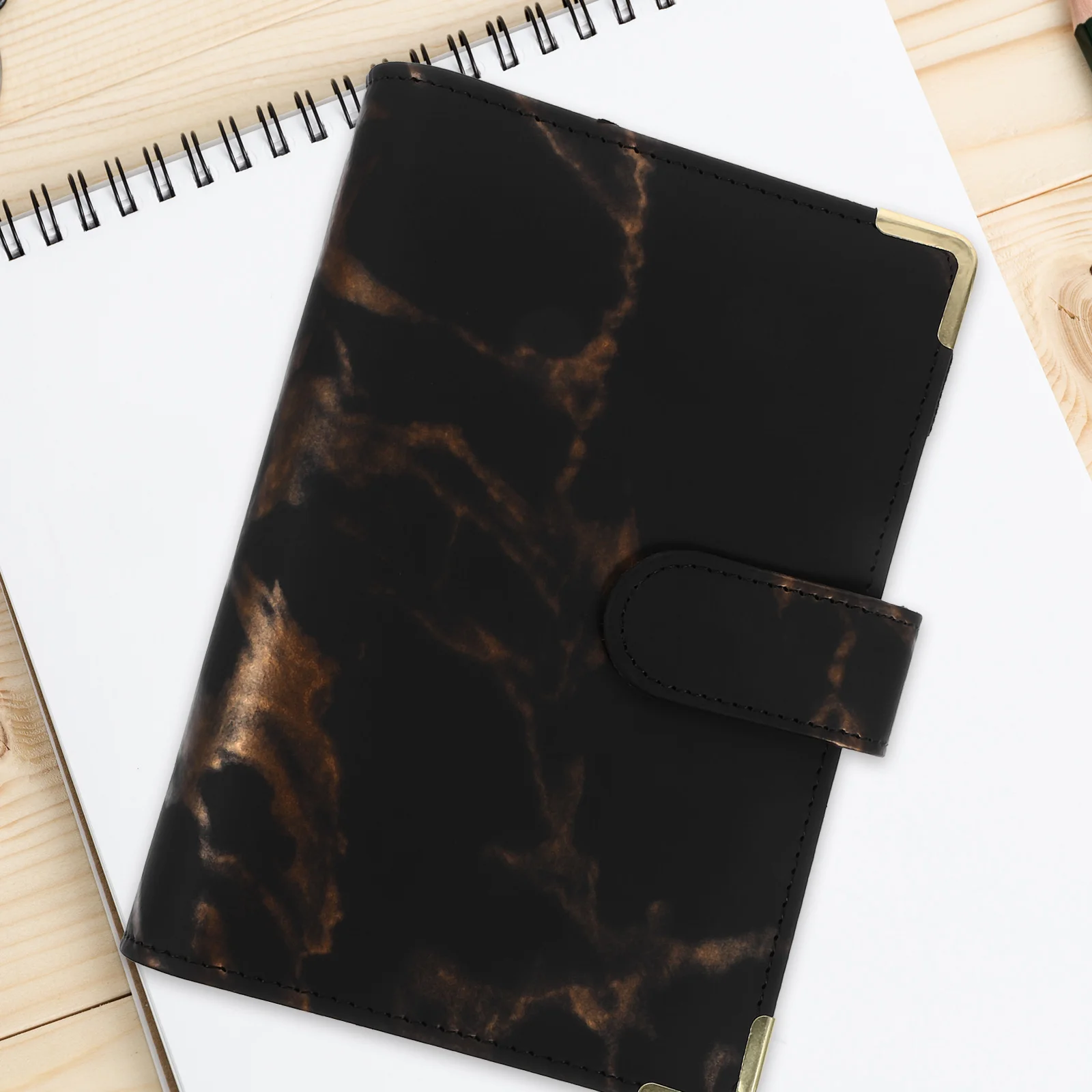 6-Rings Binder Notebook Refillable Planner Personal Organizer Grey A6 Binder A6 Notebook Cover Reusable