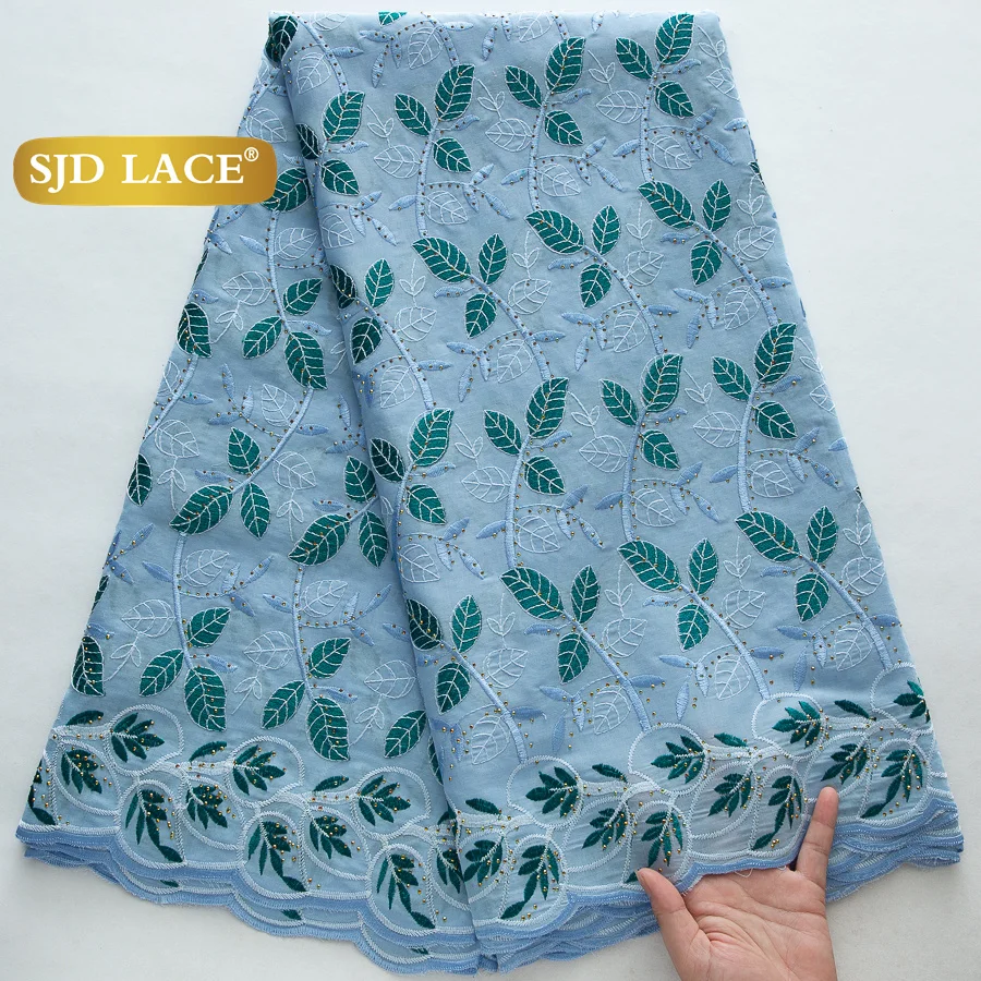 

SJD LACE Swiss Voile Lace Fabric 5 Yards African Cotton 2025 High Quality Nigerian Cotton Lace for Sewing Women Party Dress 4496