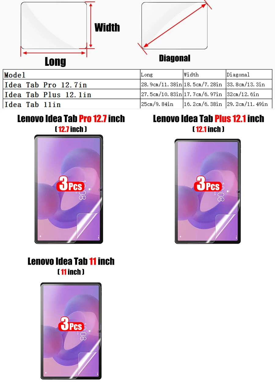 3 Stück Papier-Displayschutzfolie für Lenovo Idea Tab Plus Pro 11 12,1 12,7 Zoll, keine Glasfolie – Detail 1