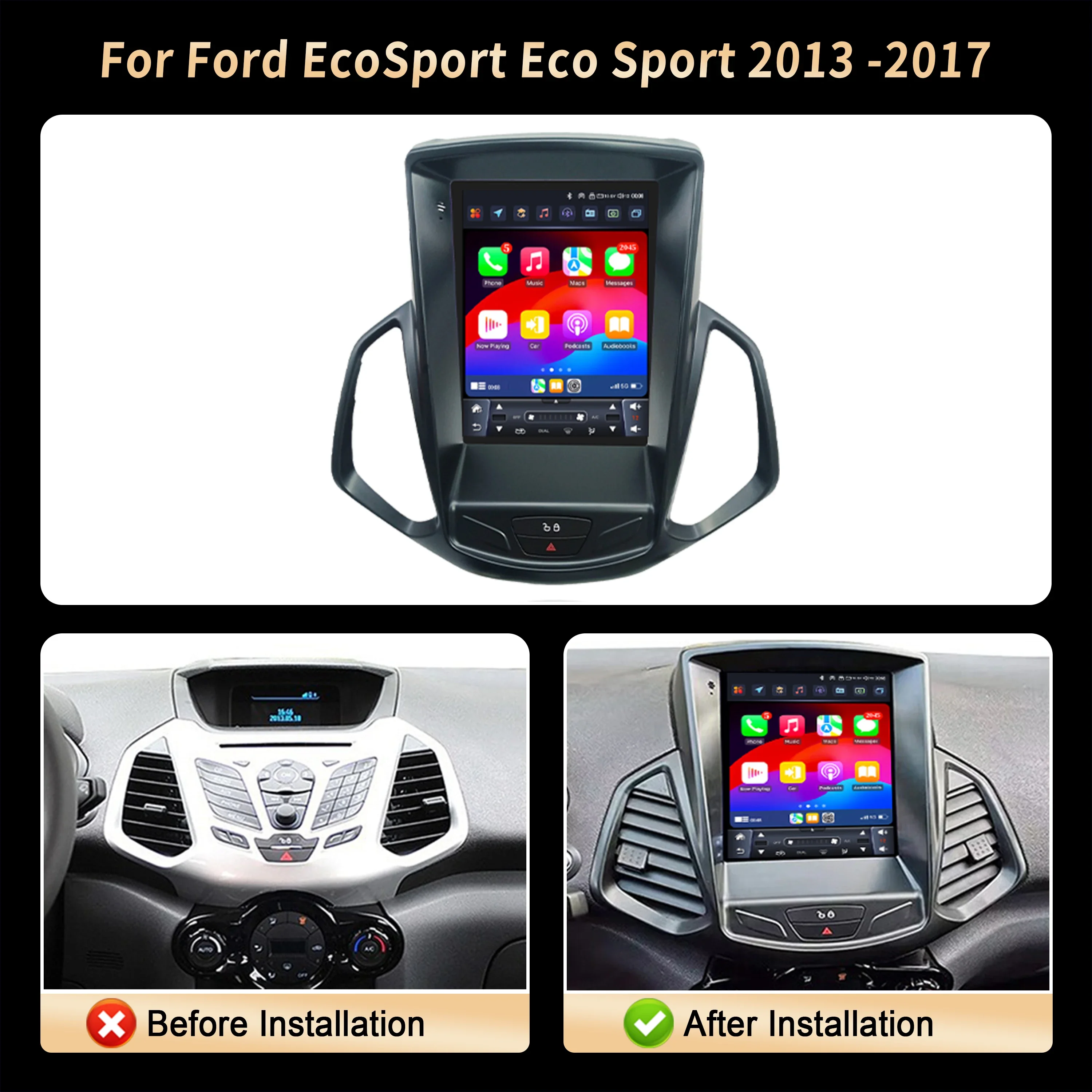 9.7 "أندرويد لفورد EcoSport Eco Sport 2013 2014-2016 2017 سيارة الوسائط المتعددة الملاحة نظام تحديد المواقع راديو رئيس وحدة شاشة QLED #2