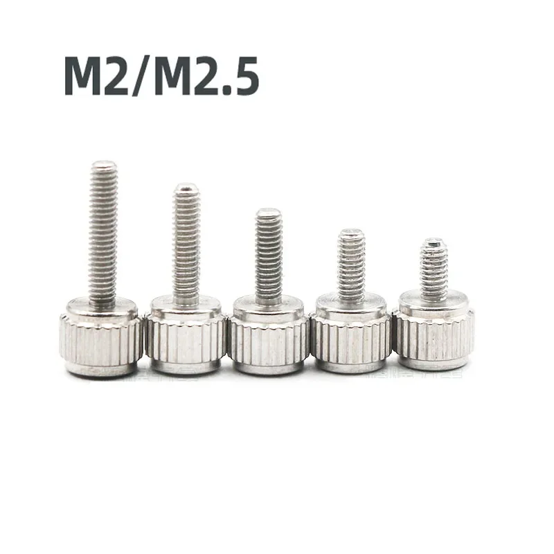 5-100Pcs Straight Grain Knurled Thumb Screws M2 M2.5 Stainless Steel Hand Grip Knob Bolts For Vernier Calipers Length 4-12mm