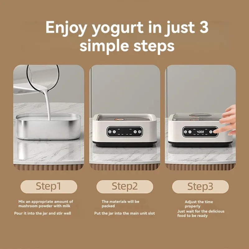 A07R LED Display, Temp Control& Smart Timer Yogurt Maker With 9 BPA-Free Jars-Homemade Greek Yogurt, EU Plug-Perfect For Keto/Ve