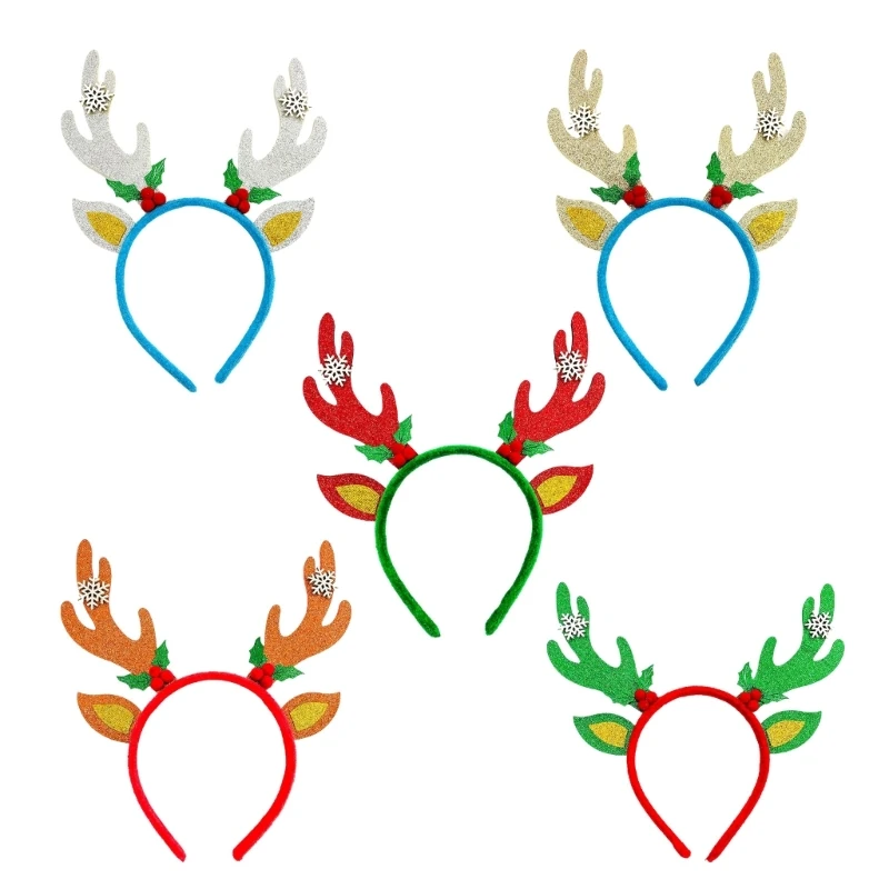 Gold Reindeer Antlers Headband Hari Accesories For Christmas Celebrations