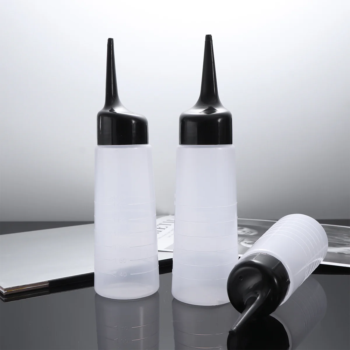 3pcs Hair Dye Bottles Portable Dyeing Tip Containers Salon Hairdressing Applicator Dispensing Bottles