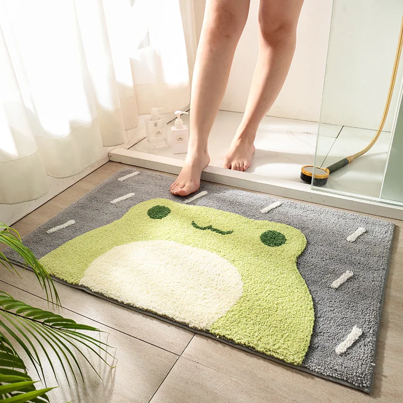 

Cartoon Frog Bear Bath Mat Non-slip Absorbent Floor Mat Soft Flocking Bathroom Carpet Door Entrance Doormat Kitchen Hallway Rugs