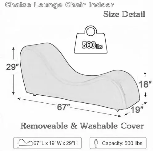 Black Chaise Lounge Chair, Black Sofa Couch Sleeper Chair with Removable Washable Velvet Cover for Exercise