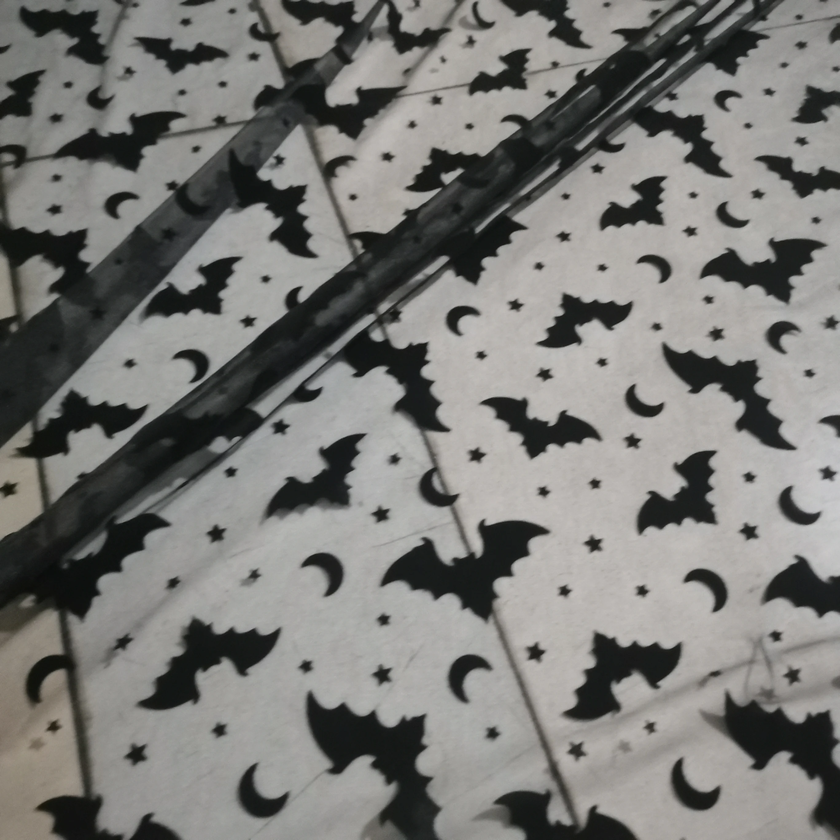 Tull fabric with bats black bat and moon flocked on tull fabric  halloween bats fabric Halloween fabric  by the yard