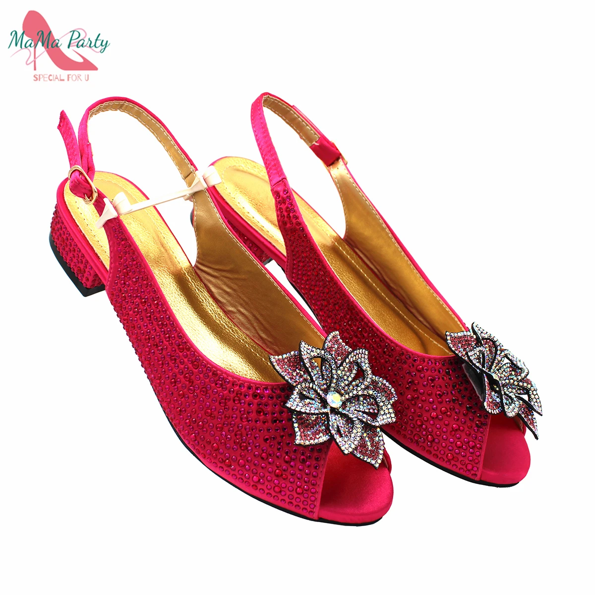 Warna Fuchsia Desain Khusus Gaya Kasual Sepatu Wanita Italia dan Tas Malam dengan Applique untuk Pesta Pernikahan