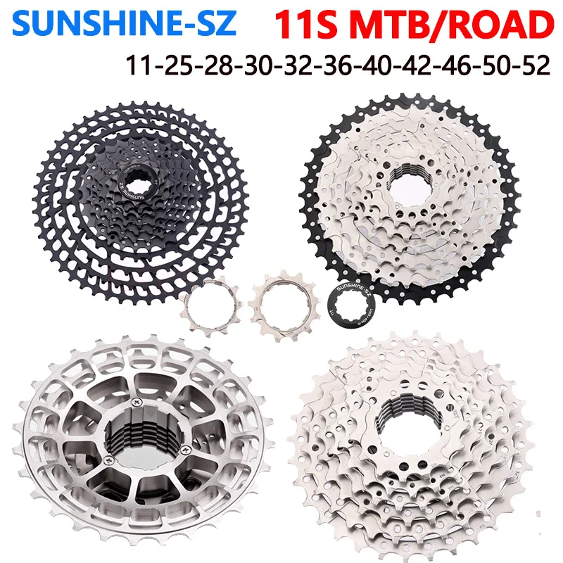 SUNSHINE 11 Speed Freewheel MTB Road Bike 11-25/28/32/36/40/42/46/50/52T Cassette 11V UltraLight Flywheel with for SHIMANO K7 HG