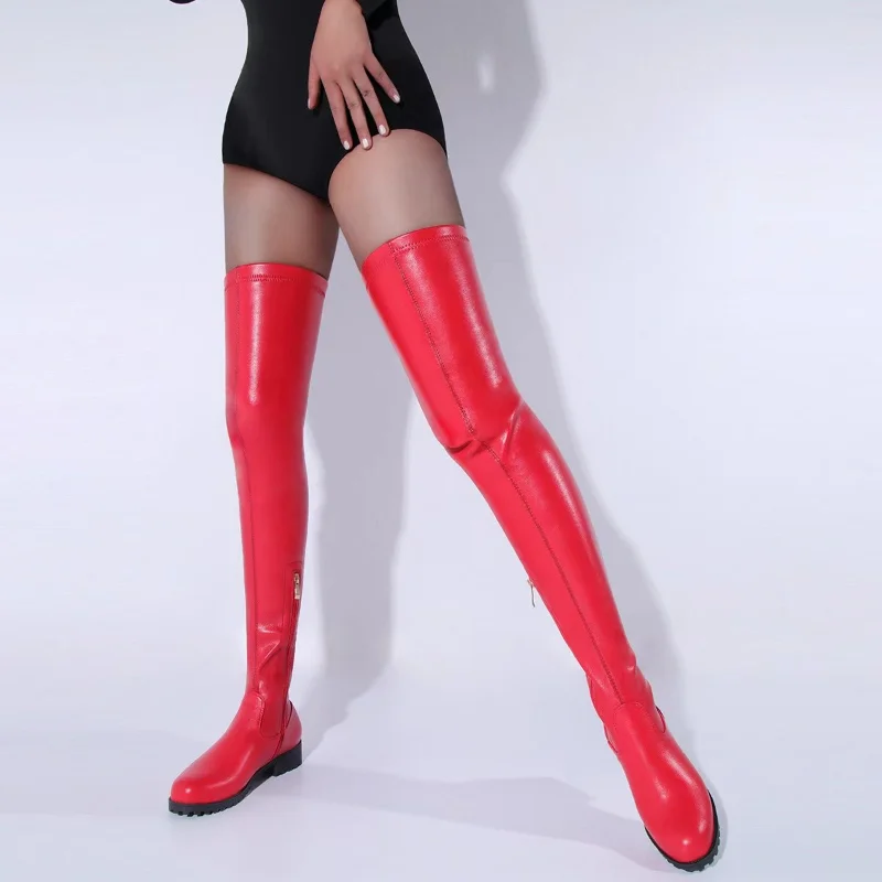 Punk Style Women Boots Big Size 35-44 Sexy Over The Knee Boots Ladies Winter Shoes Platform Mid Heel Thigh High Boots Black 2023