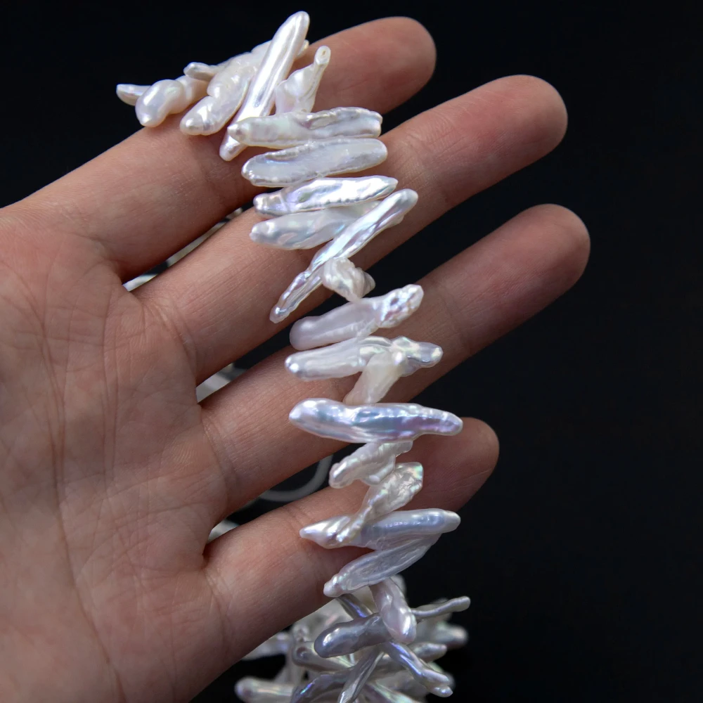 1 нить 5-7x22-27 мм модные бусины из натурального пресноводного жемчуга Biwa белые для изготовления ювелирных изделий DIY ожерелье серьги браслет