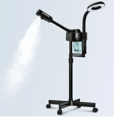 TT Hot Spray Ozone Face Clean Steamer Salon Sauna Vapor Vaporizer Black Facial Steamer With Stand and Wheels Skin Care Machine