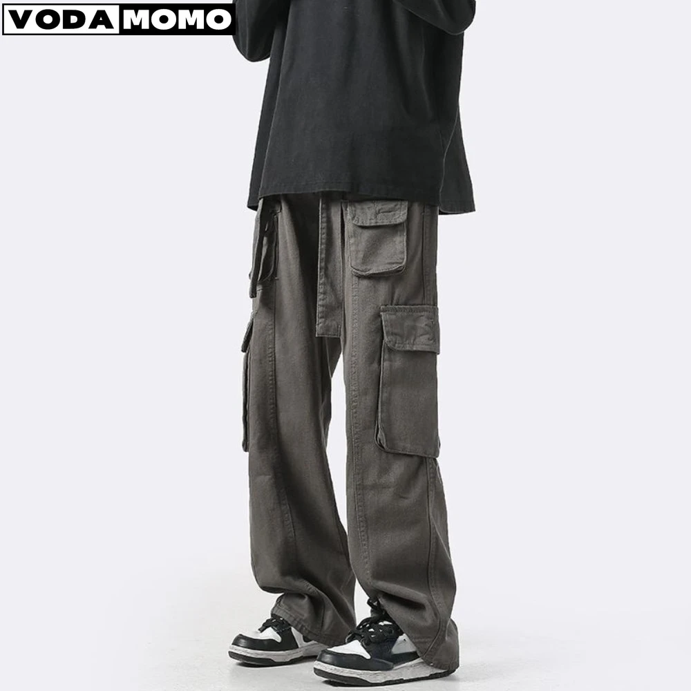 

Men's Cargo Pant Loose Jogger Man Grey Trousers Pants Men Streetwear Retro workwear Pants Loose Fitting Straight Leg Pants Men