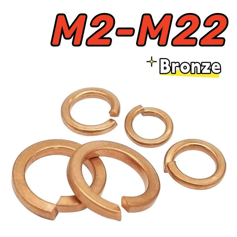 1-100pcs M2 M2.5 M3 M4 M5 M6 M8 M10 M12 M14 M16 M18 M20 M22 Brass Split Spring Washer Bronze Copper Shells Washer Anti Loosening