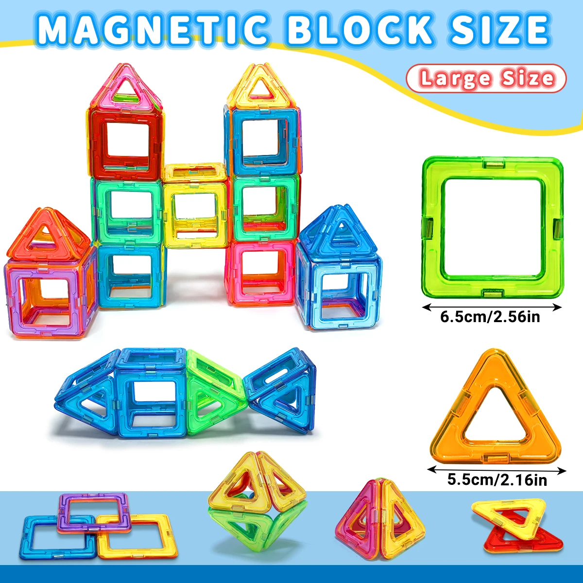 Magnetische bouwstenen, groot formaat STEM-speelgoed, leren educatieve constructorset magneetspeelgoed verjaardagscadeau 30/50/100PCS