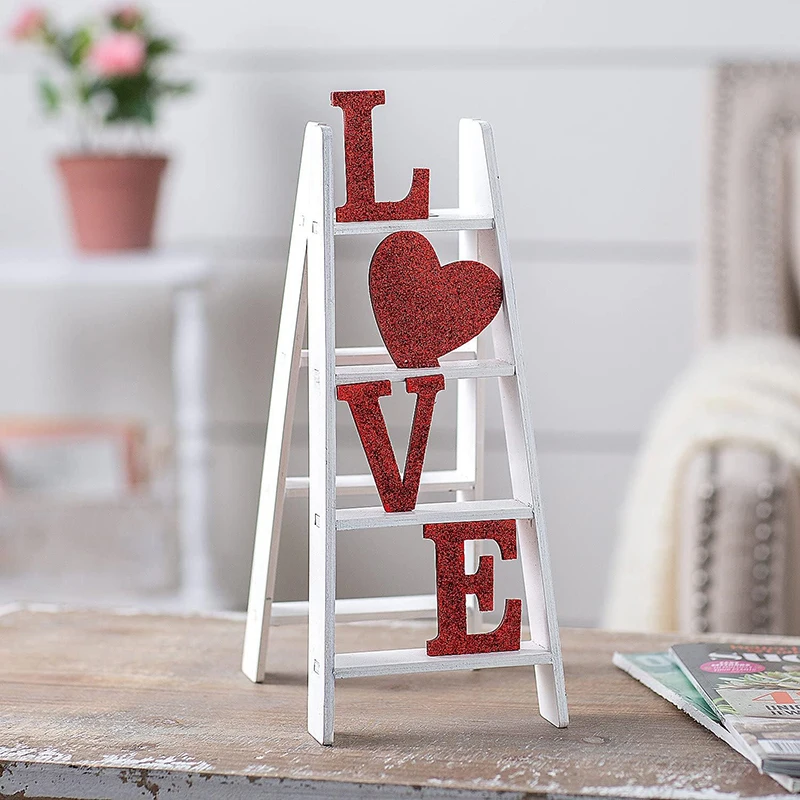 LOVE  Valentine Woodiness Ladder Model Tabletop Ornaments Home Decoraction For Girlfriend Wife Gift