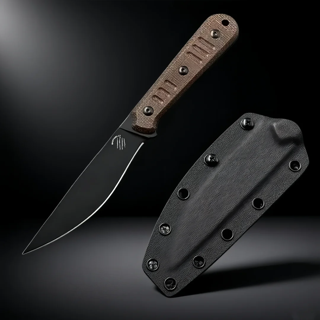 

Silent - N690 steel outdoor knife with flax fiber handle, outdoor camping survival hunting knife, outdoor straight knife