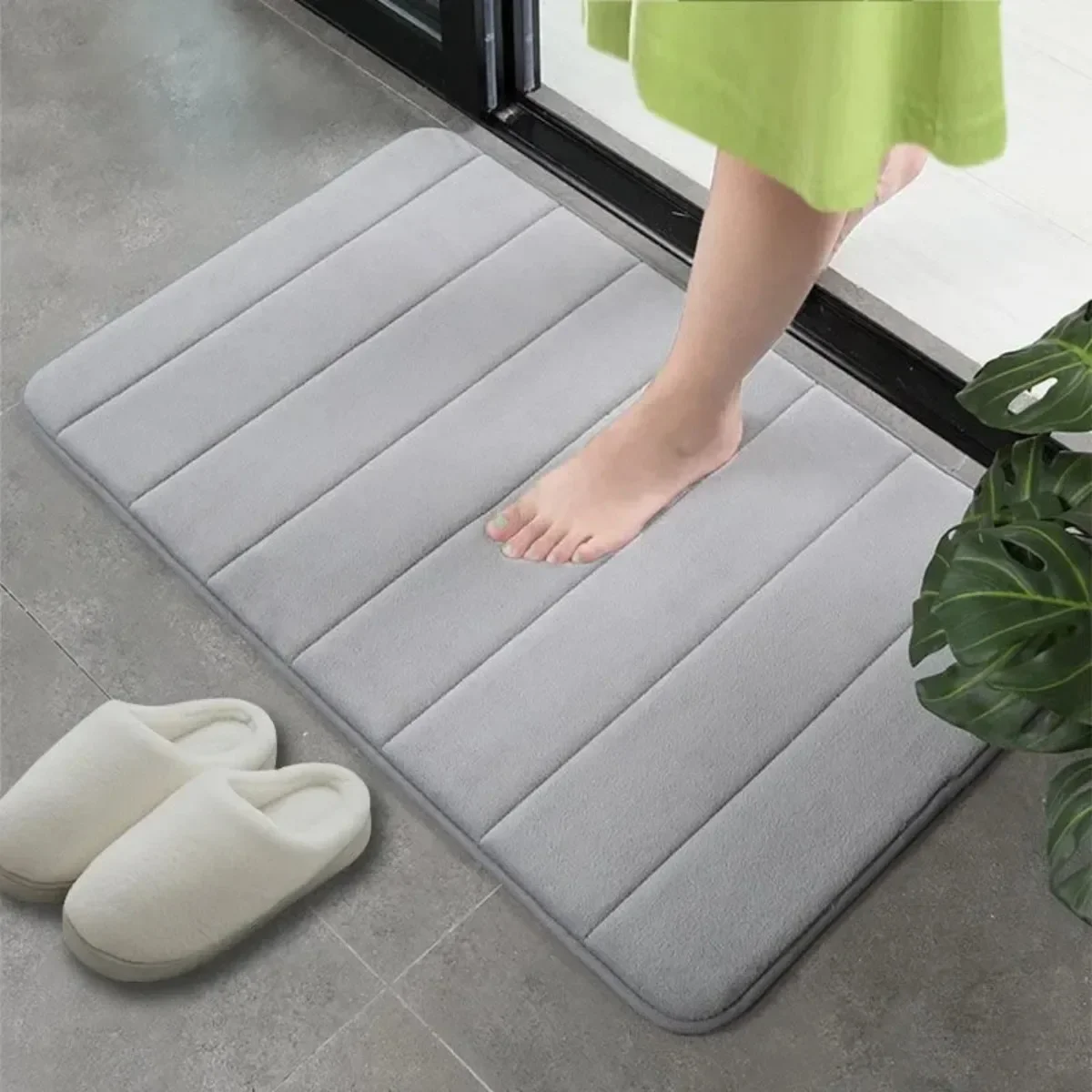 1pcs 50*80cm Bathroom Anti-skid Mat, Quick Water Absorption, Dry Machine Washing, Memory Cotton, Toilet Mat, Soft PH215