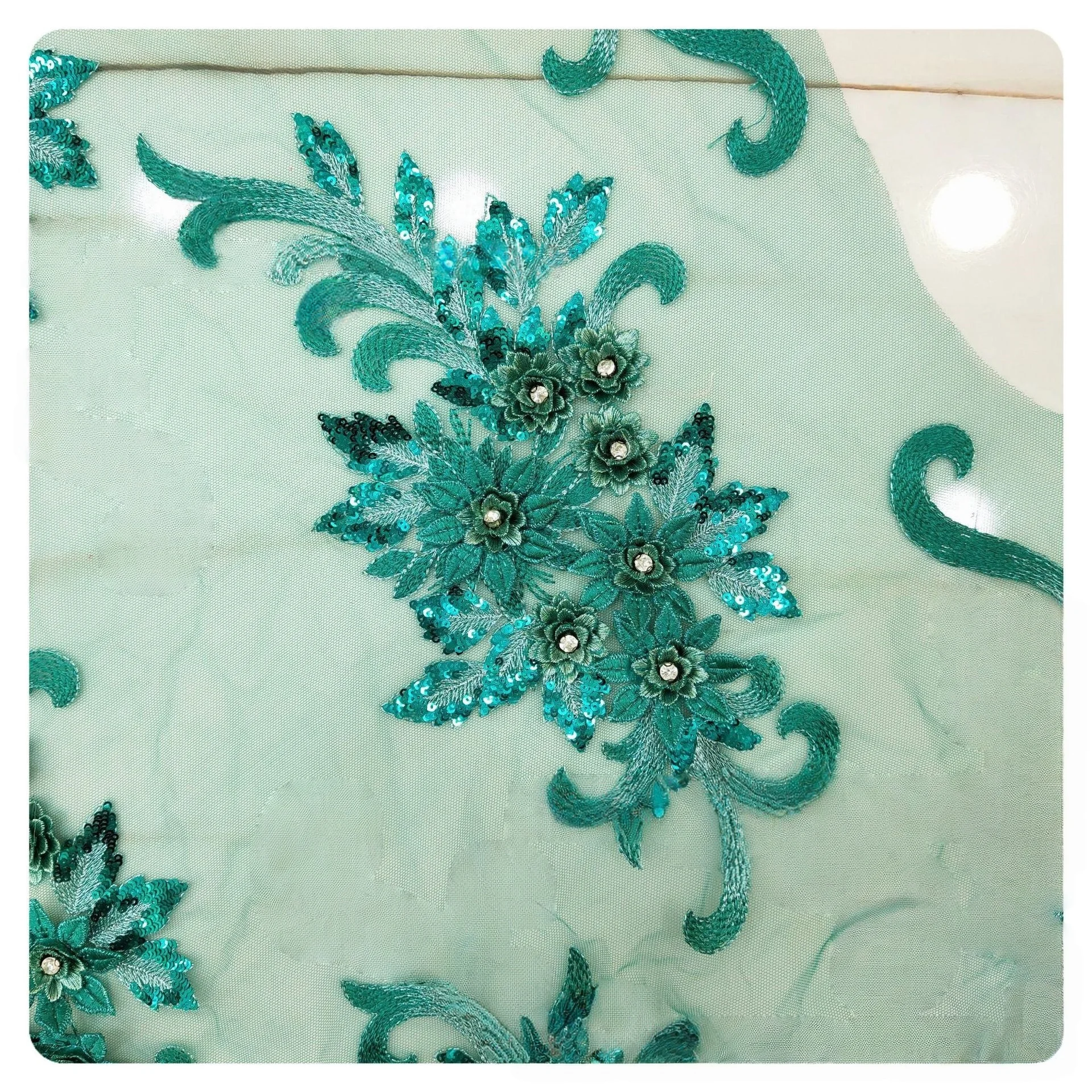 12 Colors 3D Beaded Lace Trim Tulle Embroidery Appliqued DIY Bridal Dress Patches Bride Cloth Sewing Floral Decoration Fabric