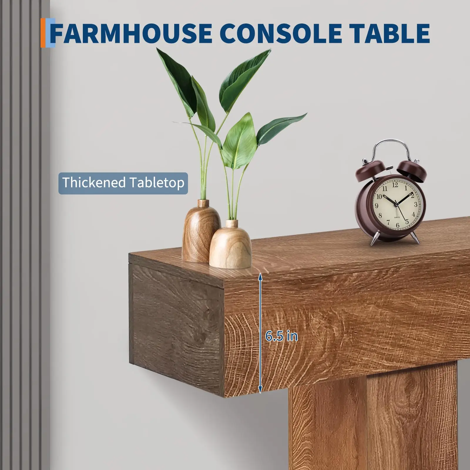 63 Inch Long Farmhouse Entryway Table, Rustic Wooden Sofa Table with Storage Shelf, Easy Assembly, Space Saving Accent Furniture