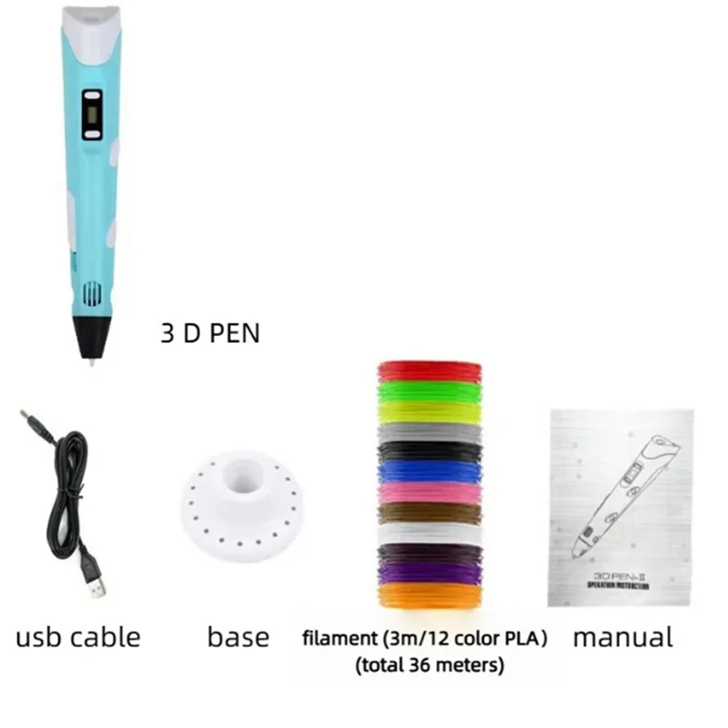 Qy-PLA Verbruiksartikelen 36M 3D-printpen Elektronische hoge temperatuur 3D Graffiti Tool Intelligent