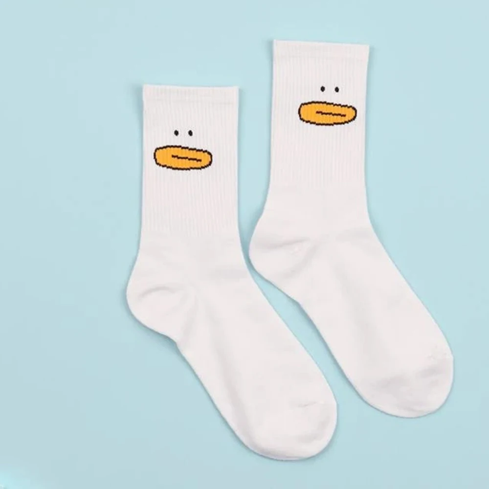 Women\'s Mid Length Socks Hot Selling Cartoon Duck Series Street Sports Hip-hop Personalized Fashion Women\'s Round Neck Socks