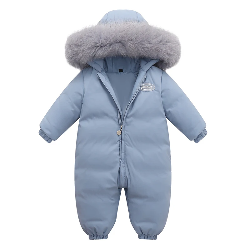 

2024 Baby Winter Jumpsuit Real Raccoon fur Waterproof Baby Girl Snowsuit Toddler Boy Winter Romper Infant overalls Down Jacket