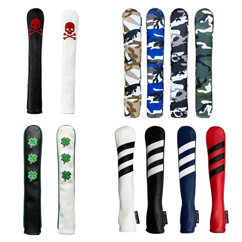 Golf Alignment Rod Cover Skull Aiming Training Aid Headcover PU Waterproof Leather Embroidery Head Protection Golf Supplies