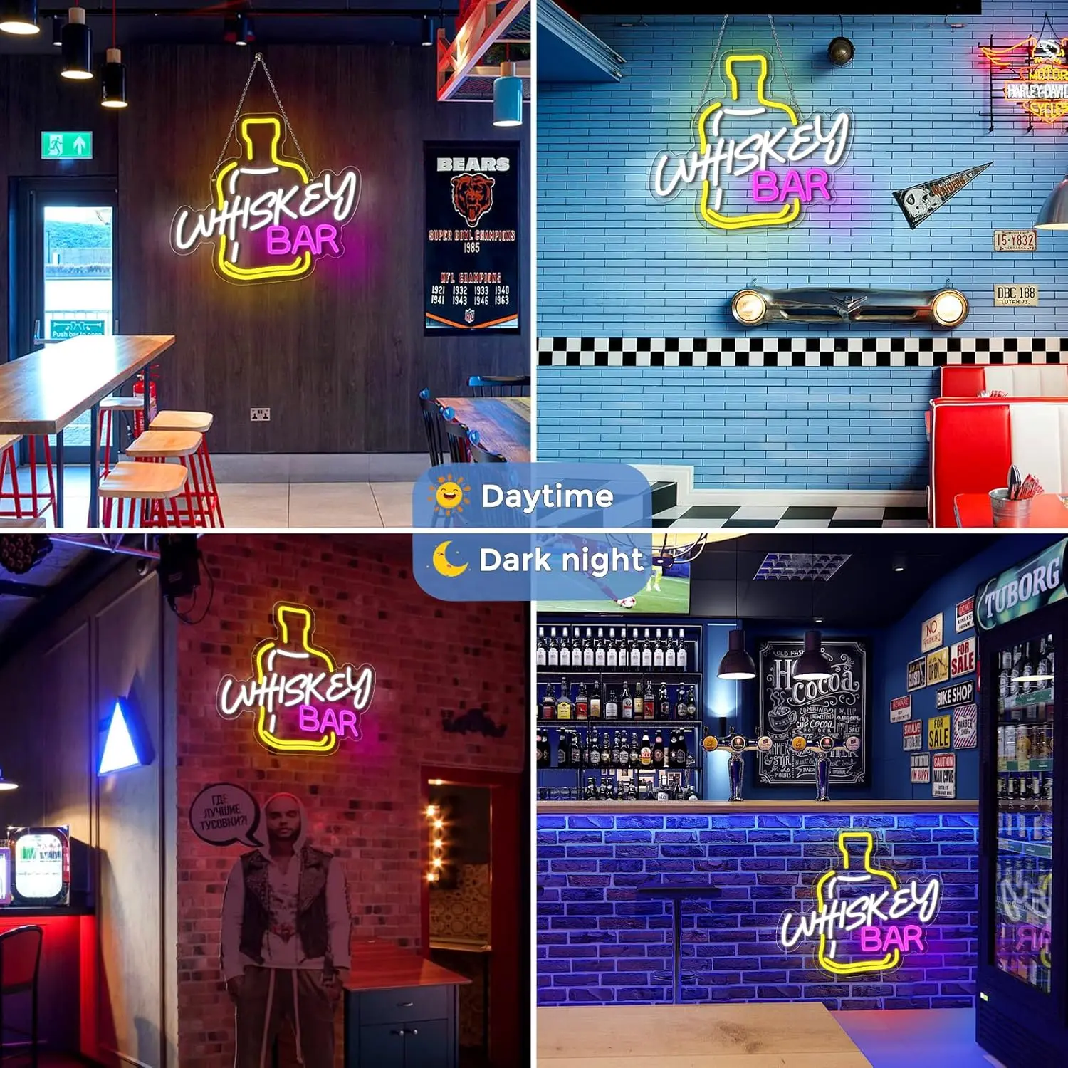 ويسكي بار النيون تسجيل عكس الضوء ضوء النيون تسجيل ل جدار ديكور USB بالطاقة LED تضيء تسجيل للمنزل البيرة مقهى نادي حفلة هدية #4