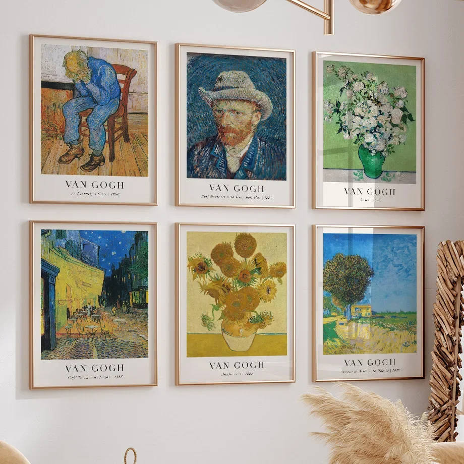 Multi-size 1PC frameless high-definition decorative paintings,Impressionist Van Gogh Self Portrait Sunflower Wall Art Canvas Pai