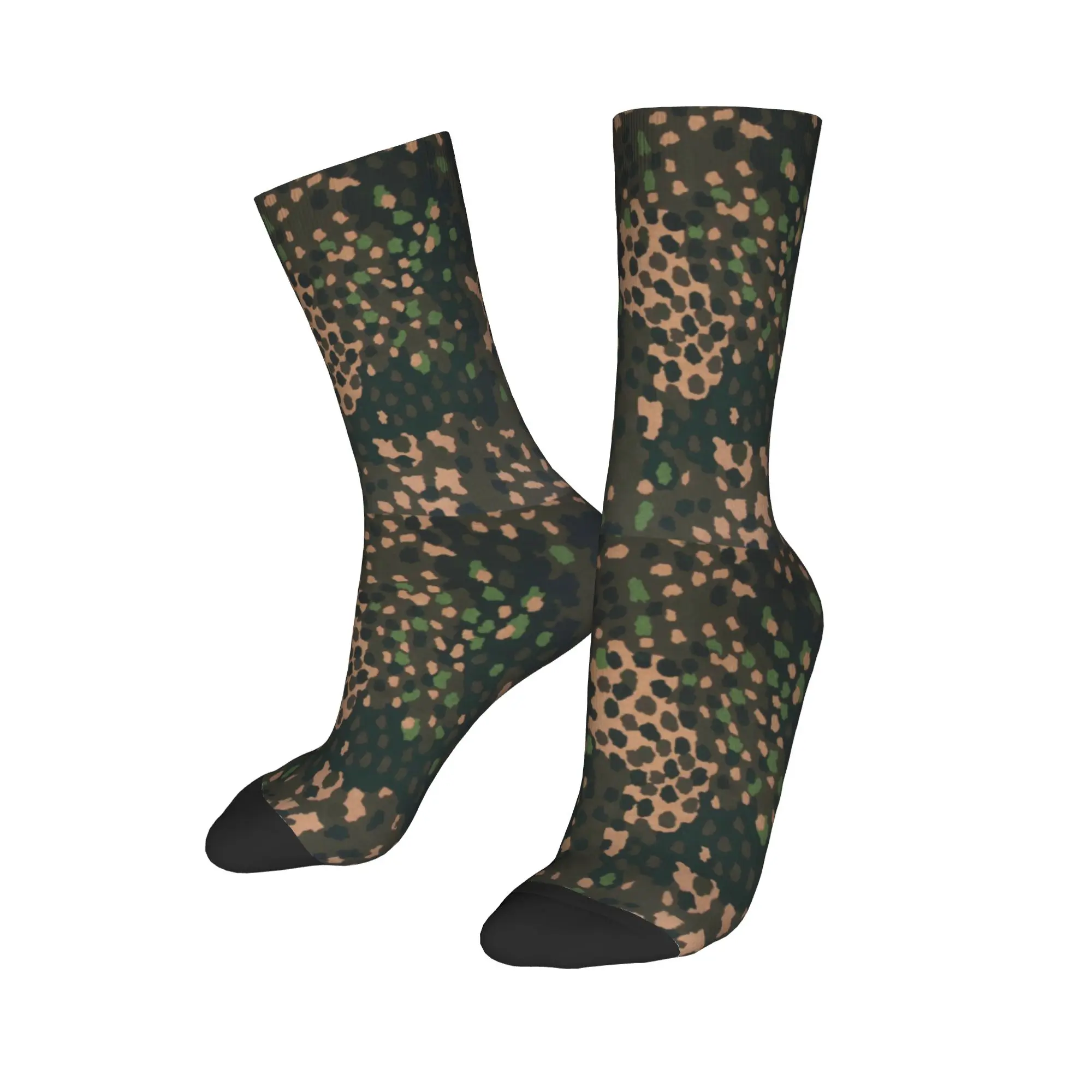 Erbsenmuster Pea Dot German Camo Mens Crew Socks Unisex Kawaii 3D Printing Military Army Camouflage Dress Socks view 2