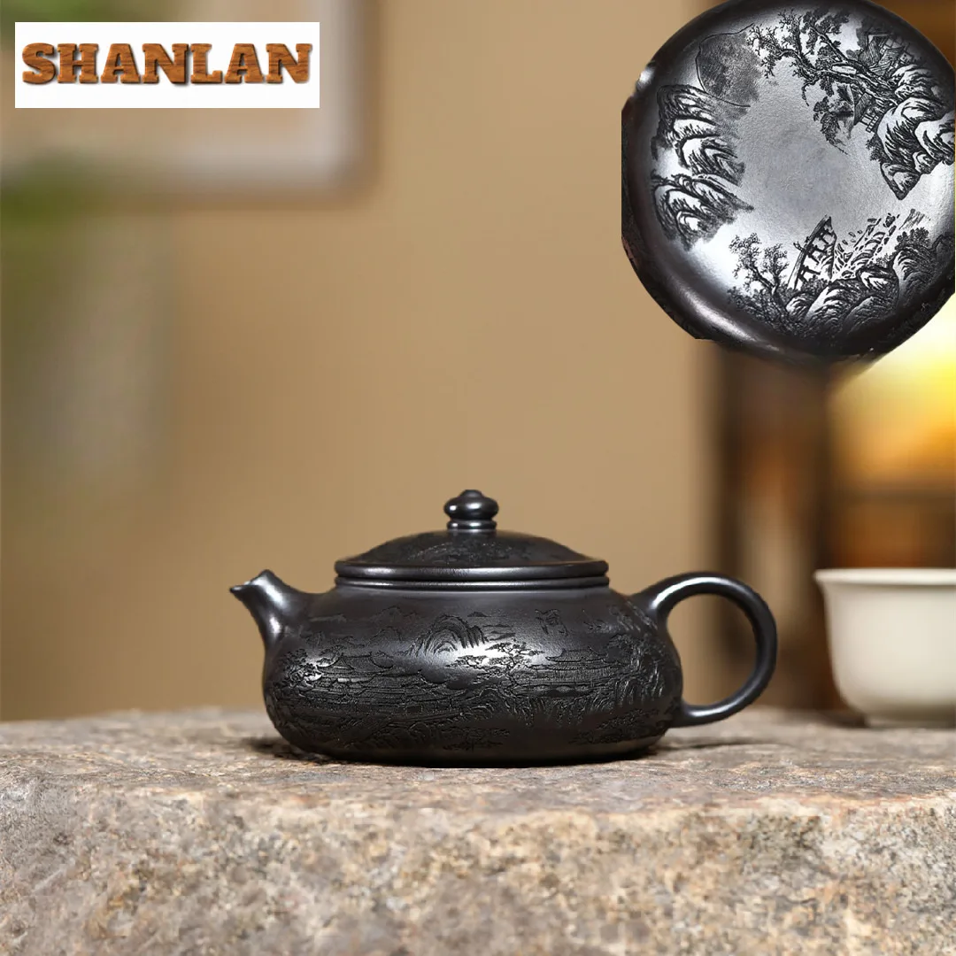 

230 мл Исин Фиолетовые Глиняные Чайники Мастер Ручной Работы Хан Цзян Горшок Сырой Рудный Камень Желтый Грязевой Чайник С Фильтром Китайский Чайный Набор Цзыша