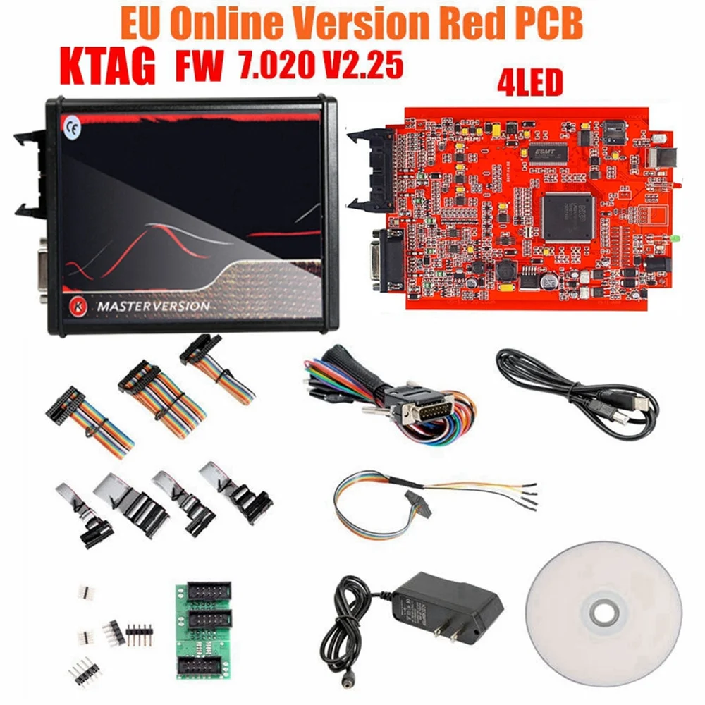 Murata's Filter KESS V5.017 V2.80 KTAG V7.020 V2.25 4 LED EU Rood Online KESS 5.017 K-TAG 7.020 OBD2 Diagnostische ECU Programmeur