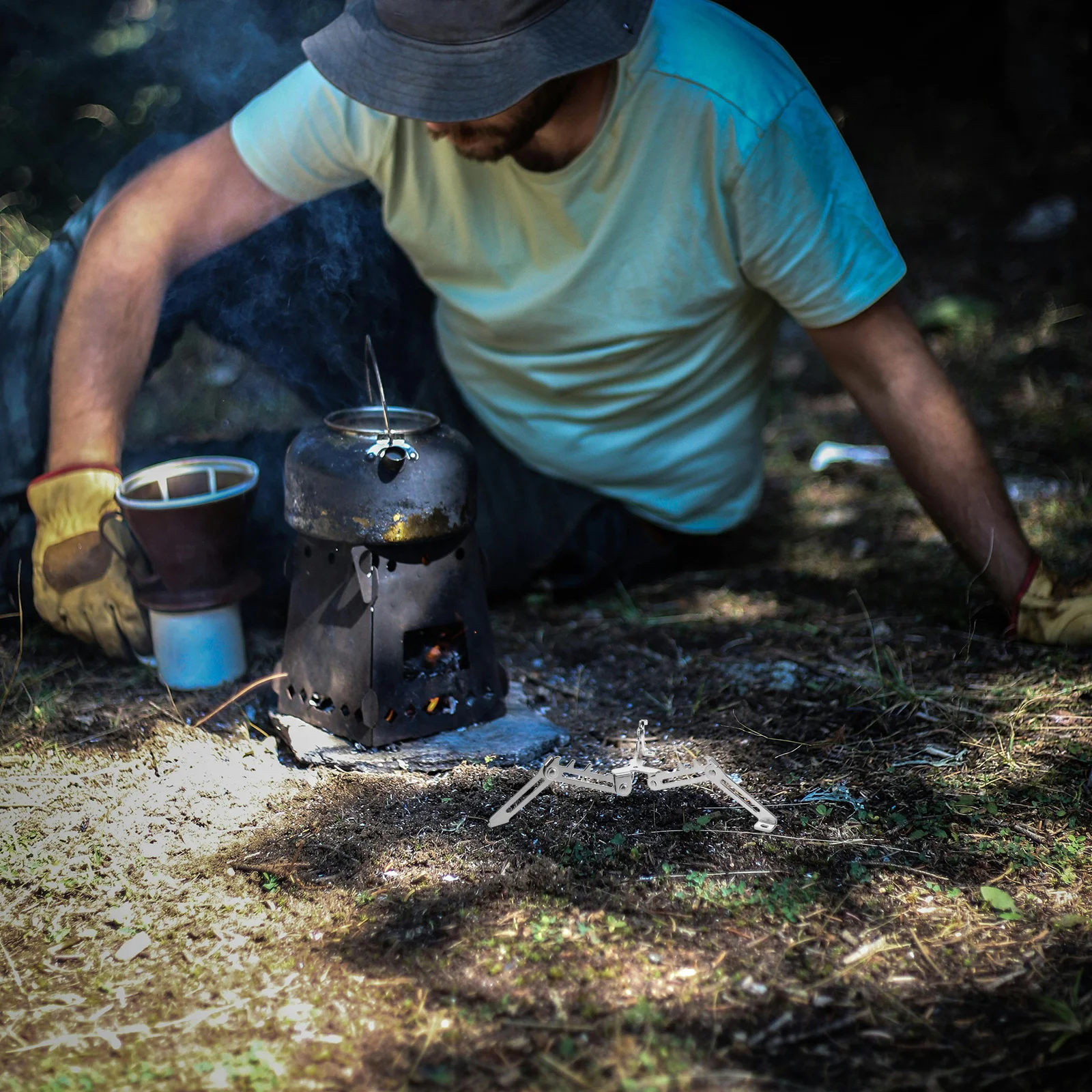 

Outdoor Folding Stainless Steel Gas Cylinder Holder Foldable Canister Stand Stable Base for Camping Hiking Cooking Fuel Tank